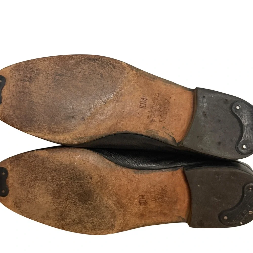 Johnston & Murphy Black Leather Tassel Loafers Size 10M Moc Toe Slip On Shoes